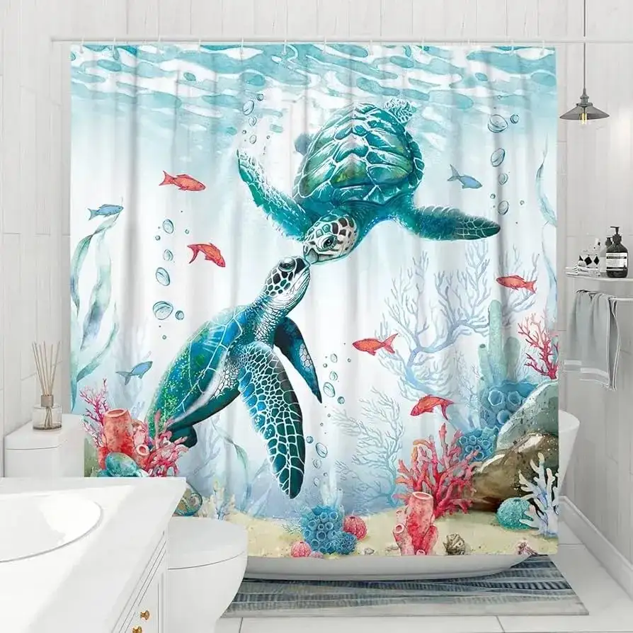 Luxury waterproof shower curtain in modern villa washroom