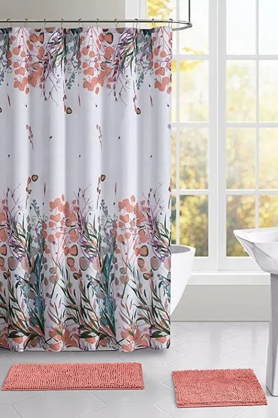 Elegant fabric shower curtains for contemporary home interiors