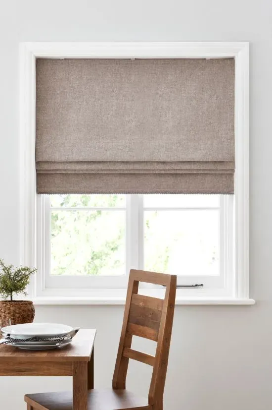 Brown Roman Blinds For Dining Area
