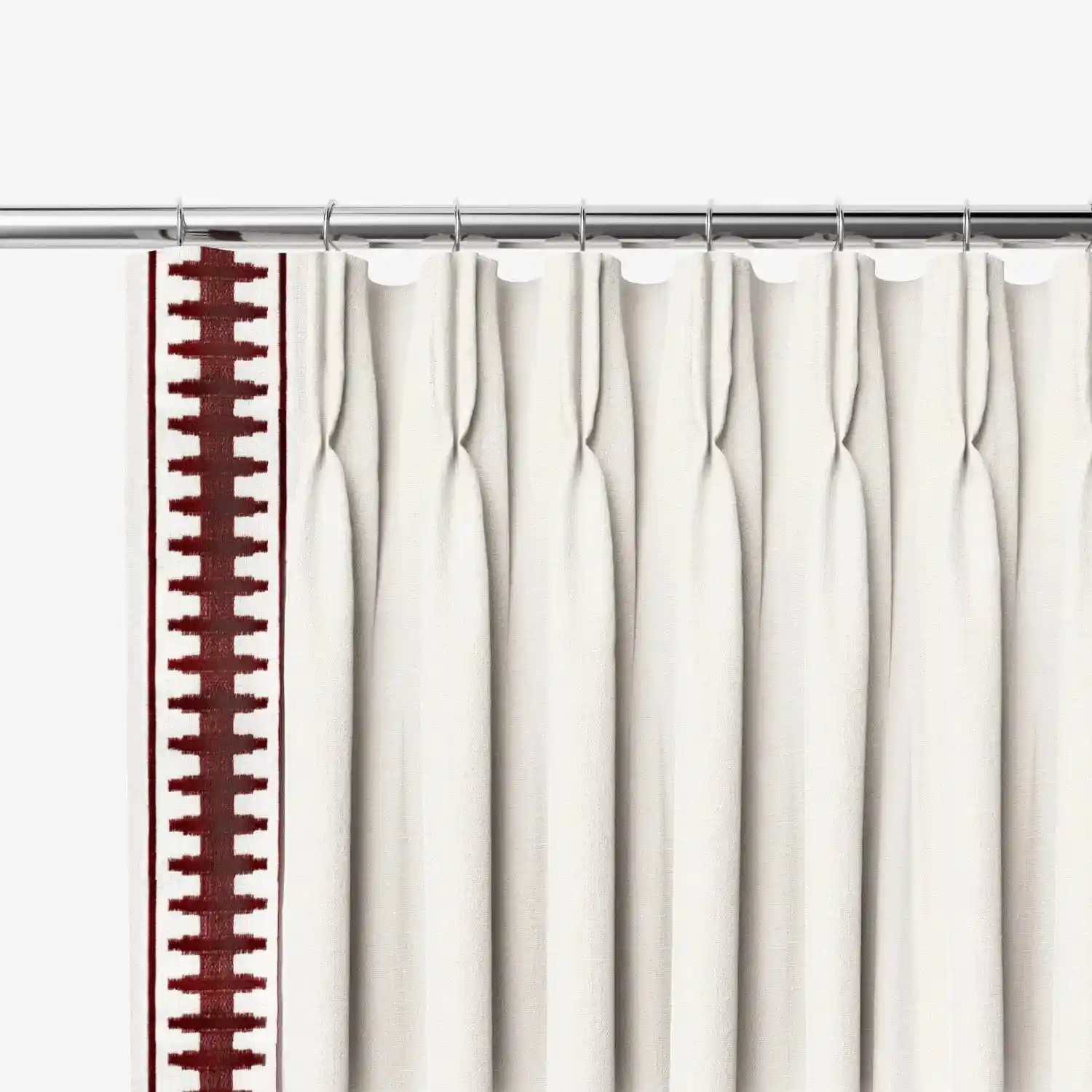 Maroon Bordered White Linen Curtains3