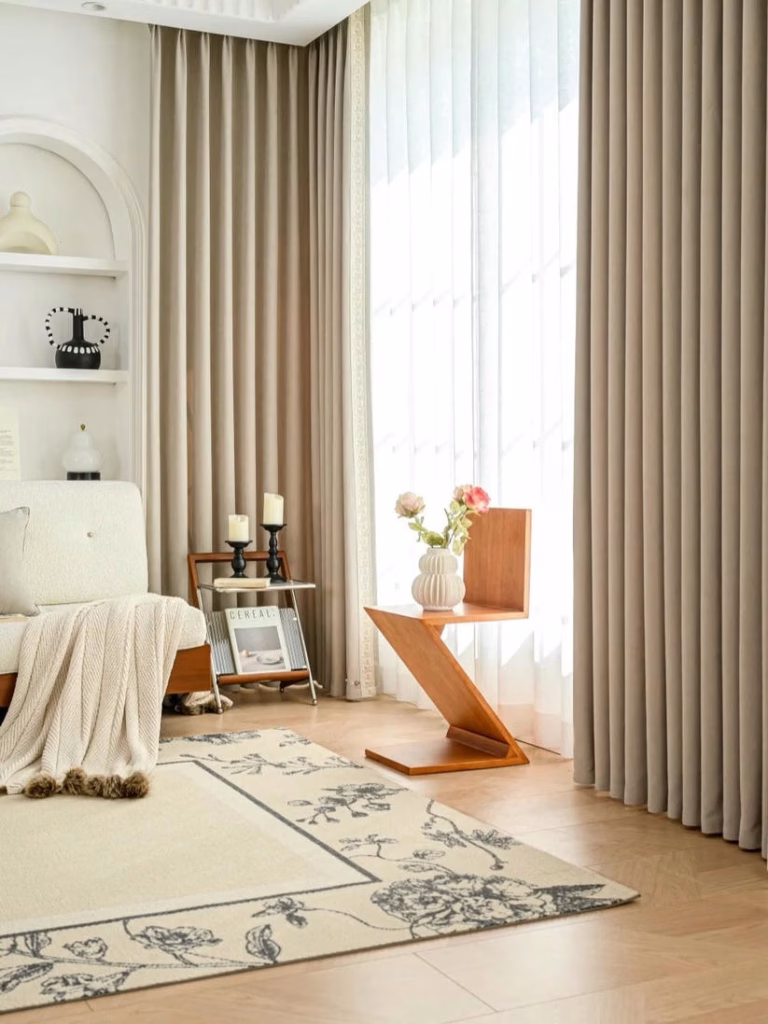 Luxurious Pleated Cashmere Blackout Curtains
