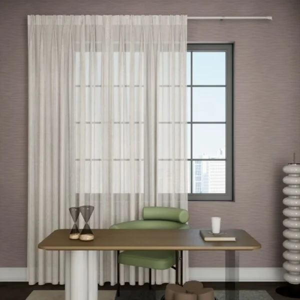 beige sheer pleat curtain