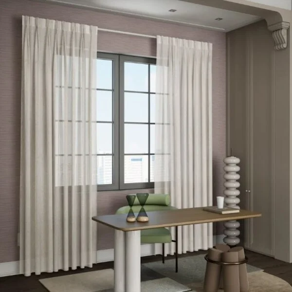 beige sheer pleat curtain