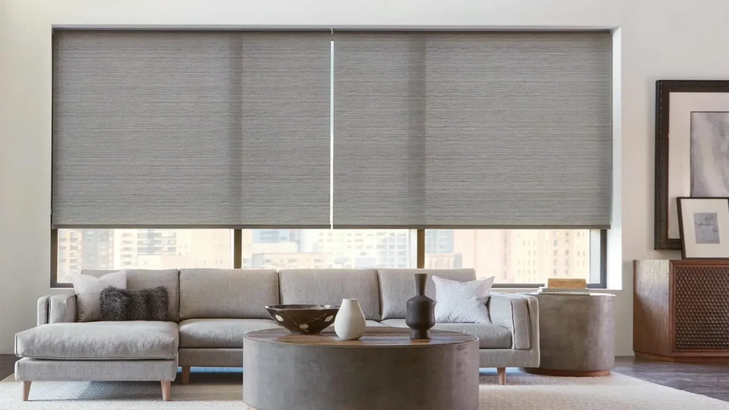 Grey Roller Blinds For Sofa Room