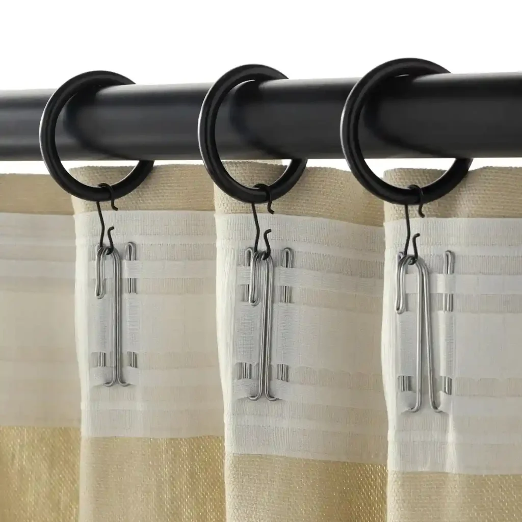 Curtain hanging with hooks