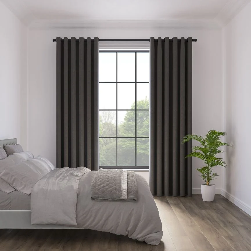 Bedroom grey-eyelet-curtains