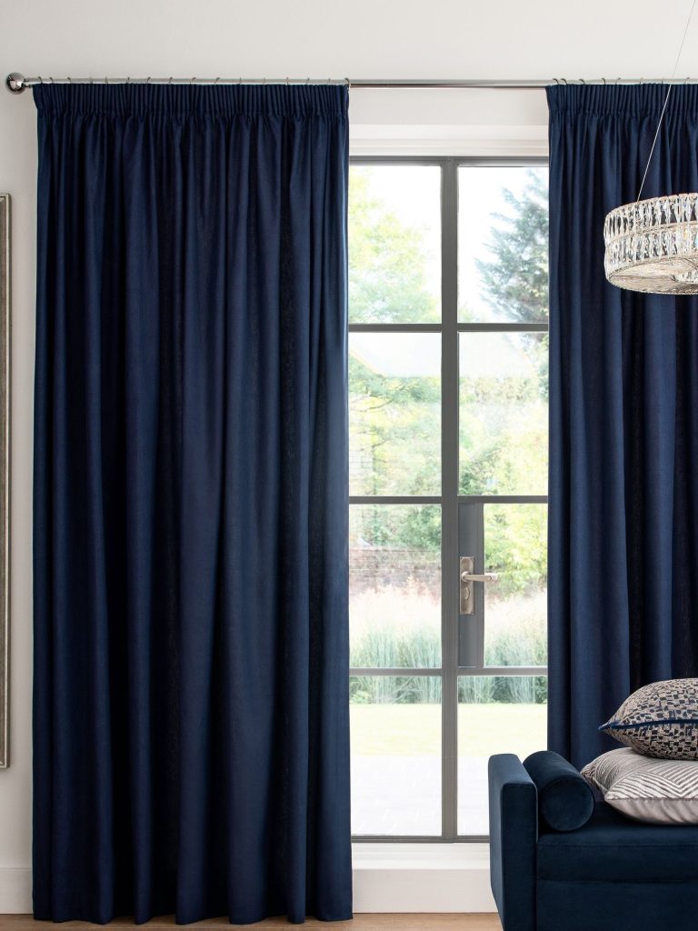 Blue Dark Navy Matte Velvet Curtains