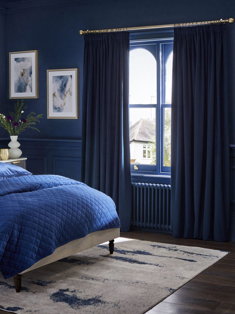 Blue Dark Navy Matte Velvet Curtains