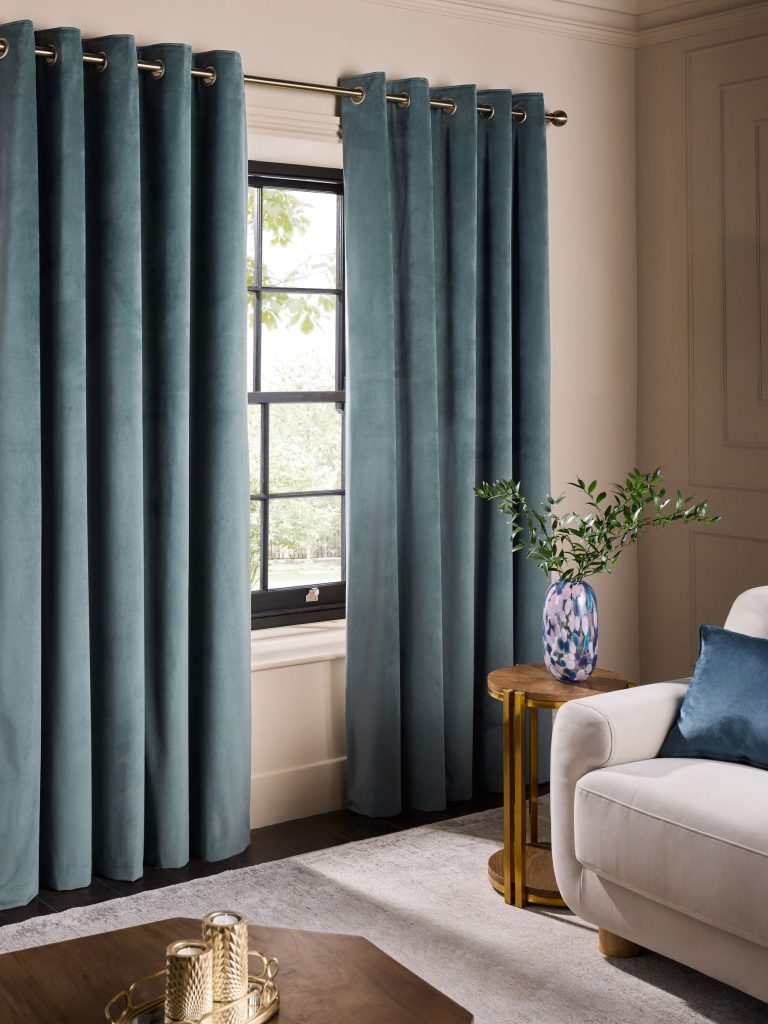 Blue Teal Velvet Curtains