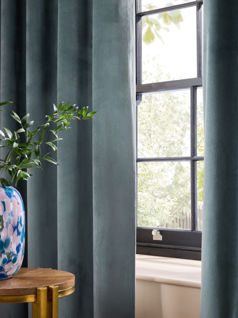 Blue Teal Velvet Blackout Curtain