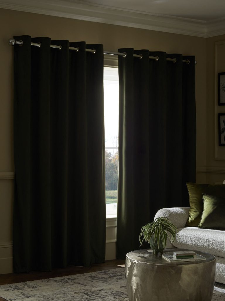 Green Dark Matte Velvet Curtains