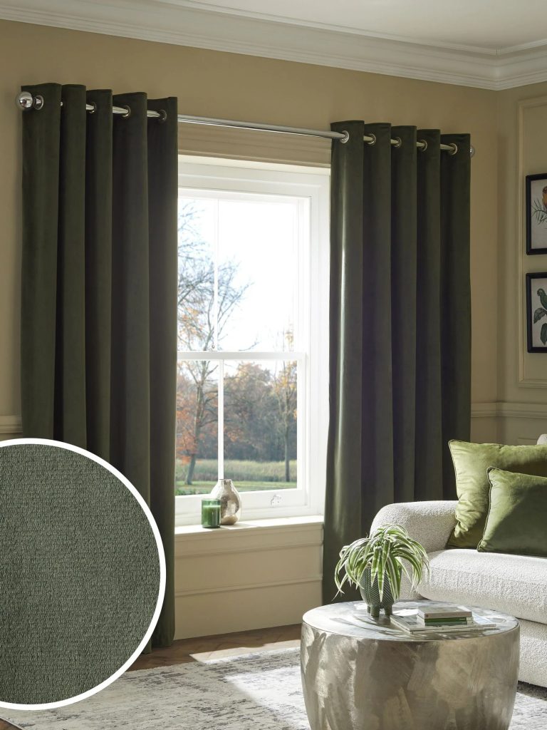 Green Dark Matte Velvet Curtains