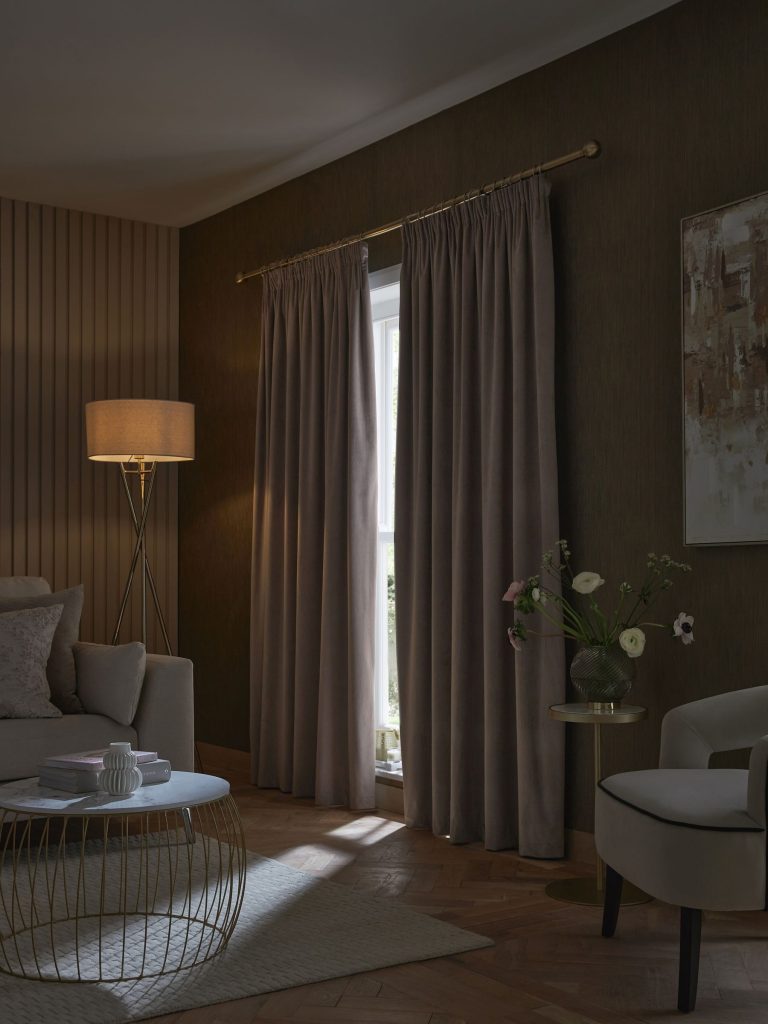 Mink Velvet Pencil Pleat Curtains