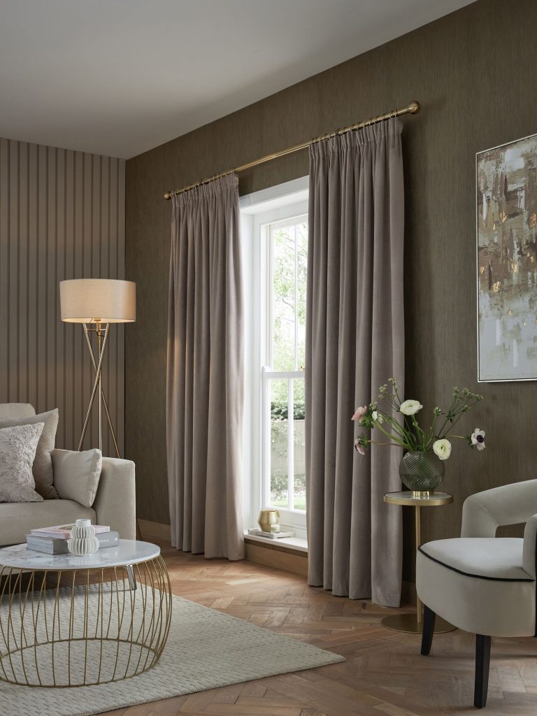 Mink Velvet Pencil Pleat Curtains