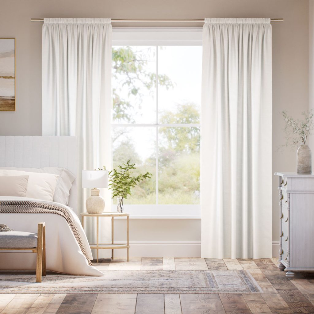 Osaka Faux Silk Ice White Curtains