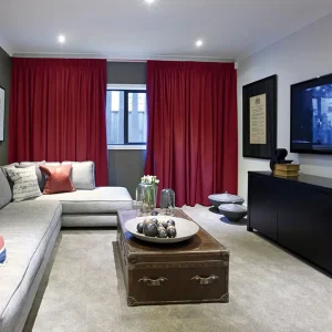 Red Curtains in Dubai Installed by Emirates Curtains