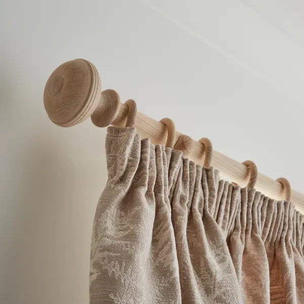 Oval Ribbed Wood Curtain Rod