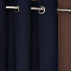 Blue Navy Blackout Thermal Cotton Eyelet Curtains