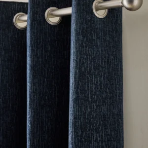 Blue Navy Heavyweight Chenille Blackout Thermal Eyelet Curtains