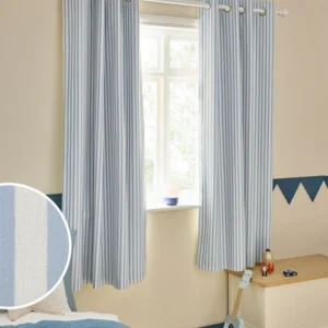Blue Stripe Eyelet Blackout Curtains