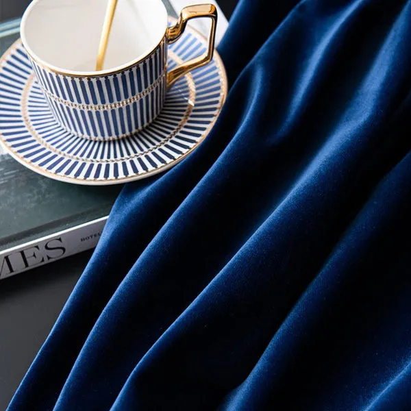 Flannel Luxe Blue Plush Velvet Curtains - Image 4