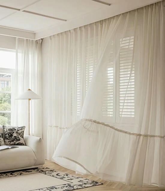 Cream Sheer Curtains for Bedroom - Image 7