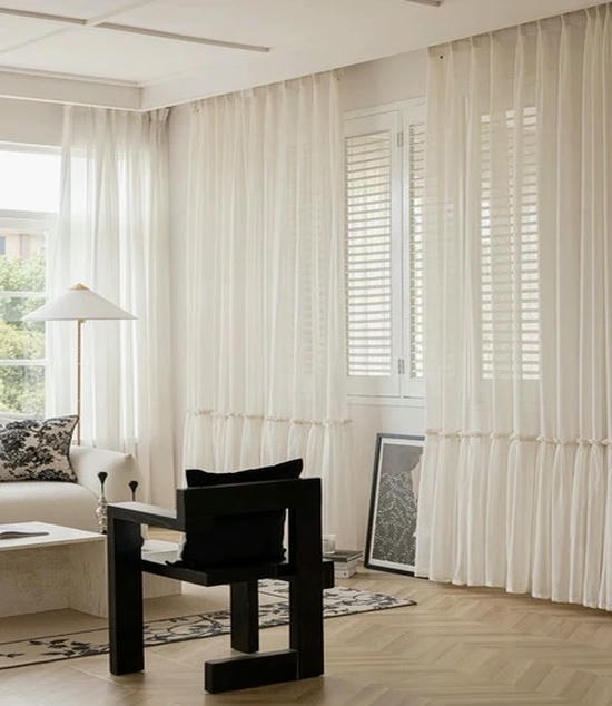 Cream Sheer Curtains for Bedroom - Image 6