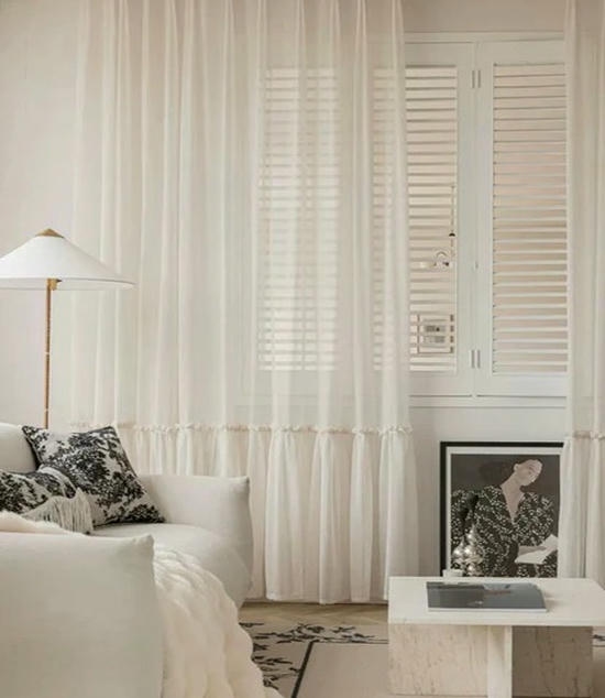 Cream Sheer Curtains for Bedroom - Image 4