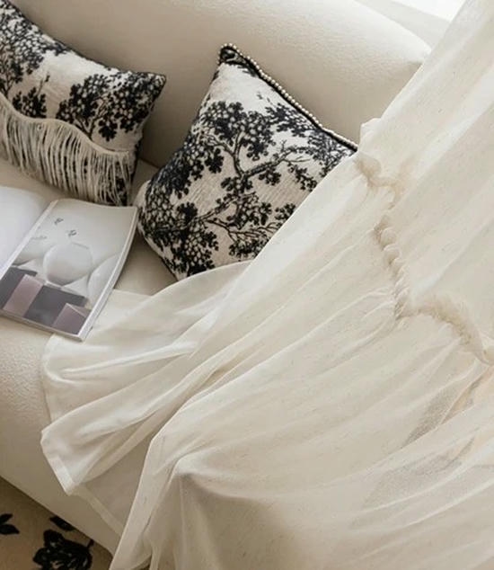 Cream Sheer Curtains for Bedroom - Image 3