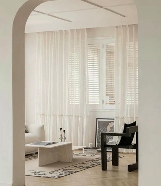 Cream Sheer Curtains for Bedroom - Image 2