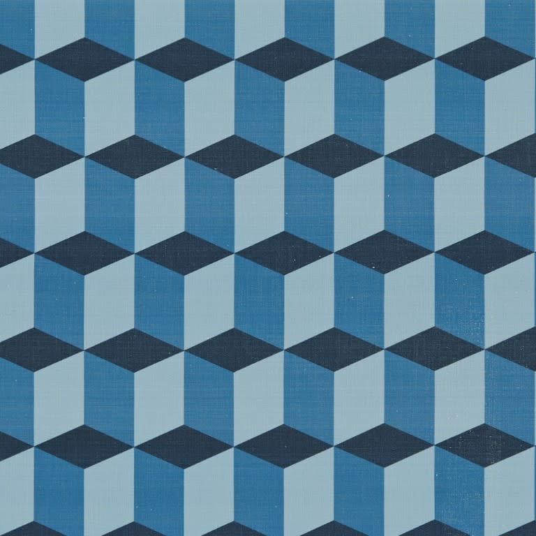 Cubes Denim Blue Curtains