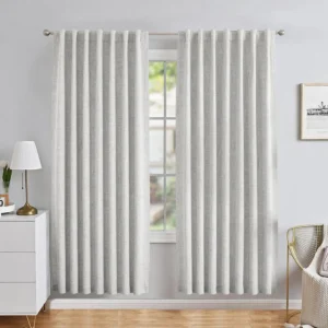 Custom Faux Linen Blackout Back Tab Rod Pocket Curtain