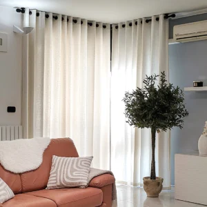 Custom Linen Curtain Semi-Sheer Light Filtering Panel with Rod Pocket & Back Tab