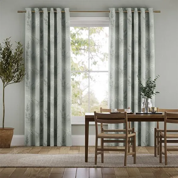 Elegant Moonlit Fern Platinum Curtains