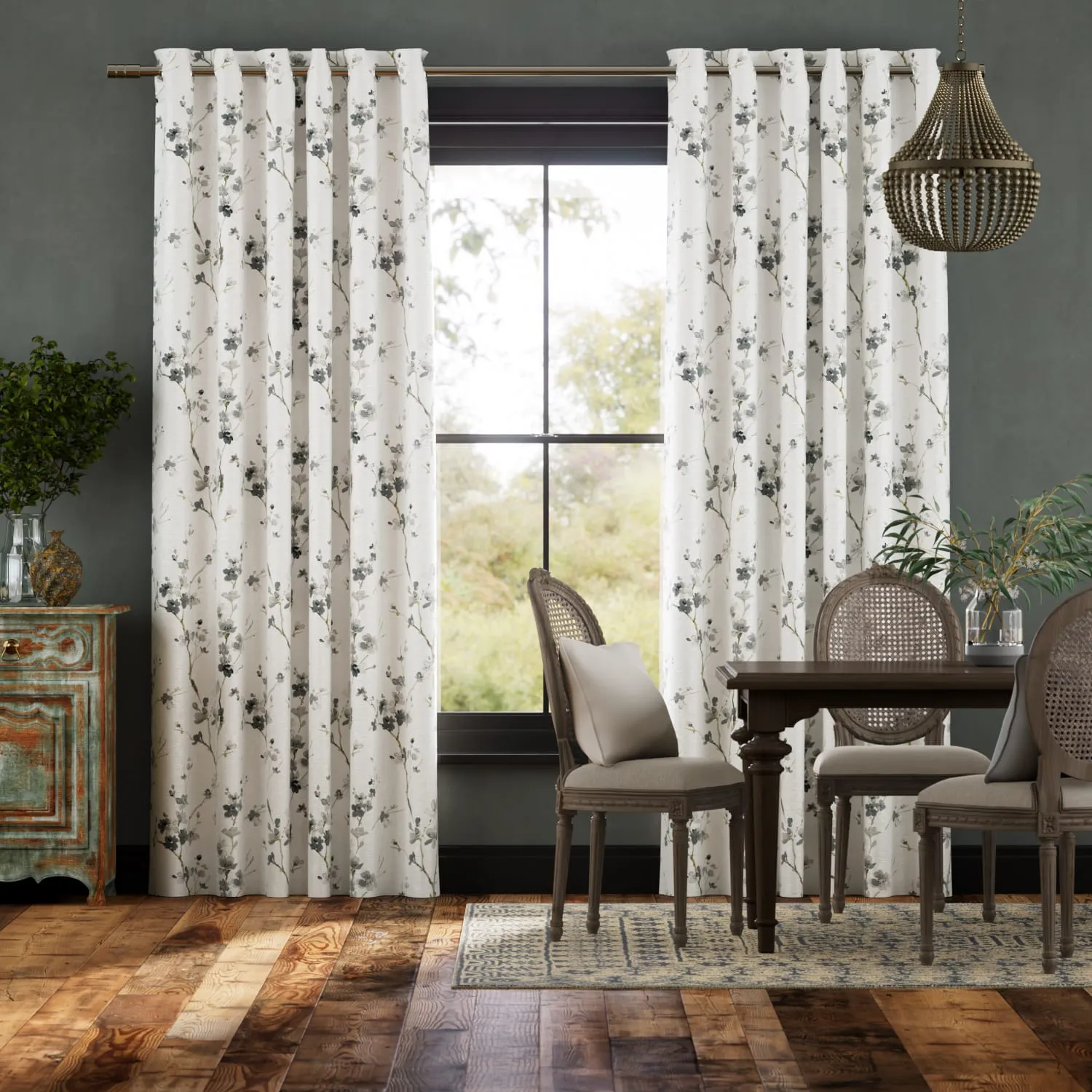 Floral Fuji Blossom Silk Curtains