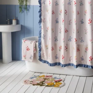 Heart and Soul Floral Frilled Shower Curtain