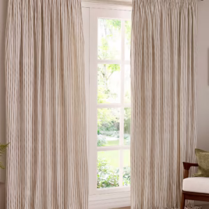Hebden Pure Cotton Striped Beige Curtains