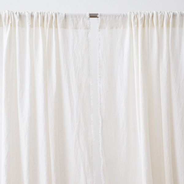 Linen Rod Pocket Curtain Panel Off White Terra Fringe2