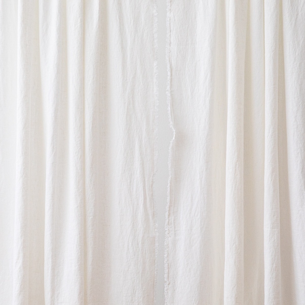 Linen Rod Pocket Curtain Panel Off White Terra Fringe3