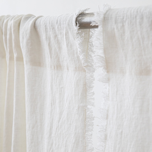 Linen Rod Pocket Curtain Panel Off White Terra Fringe4