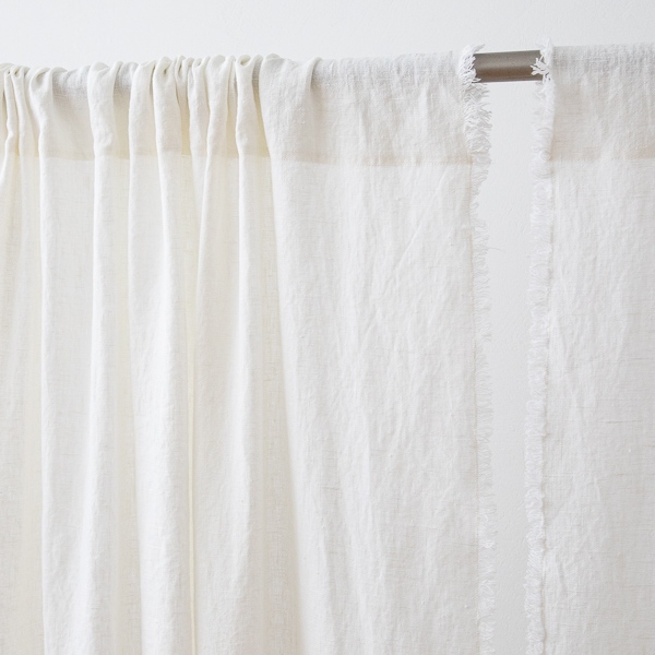 Linen Rod Pocket Curtain Panel Off White Terra Fringe5