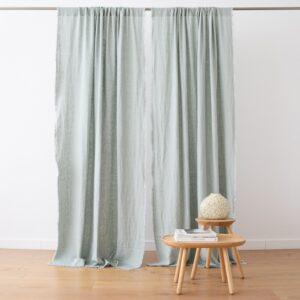 Linen Rod Pocket Curtain Panel Sea Foam Terra Fringe