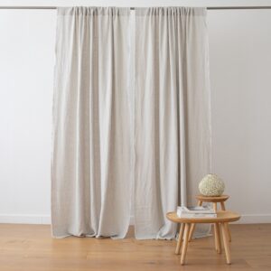Linen Rod Pocket Curtain Panel Off White Terra Fringe5