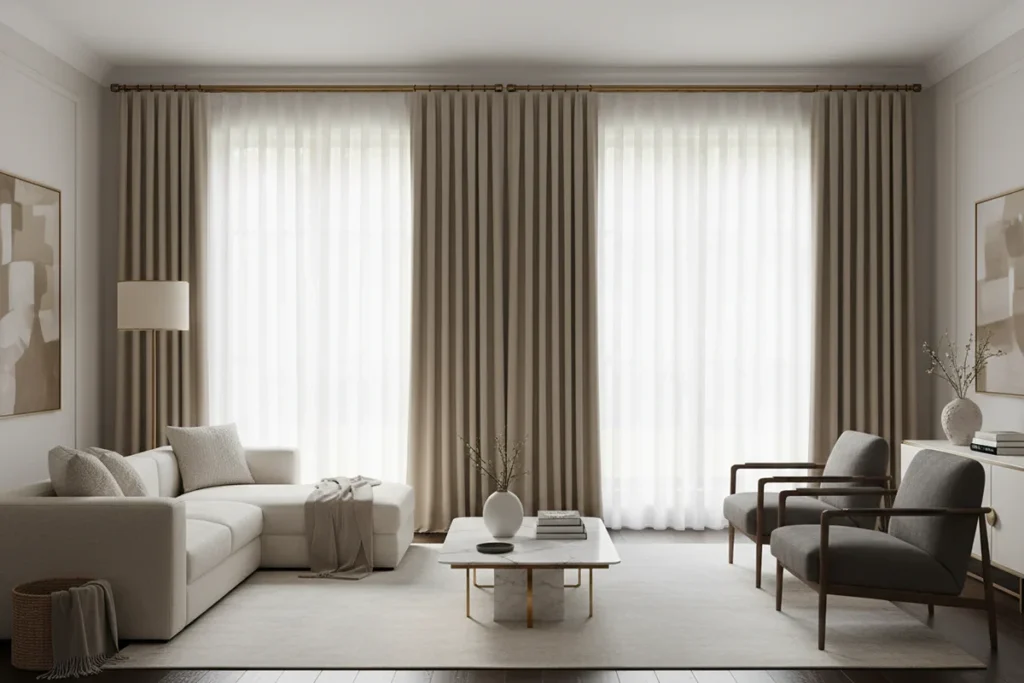 Luxury blackout curtains Dubai living room