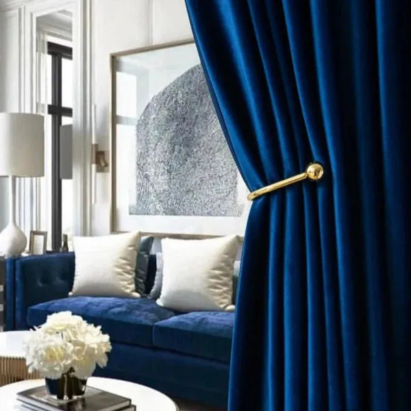 Flannel Luxe Blue Plush Velvet Curtains