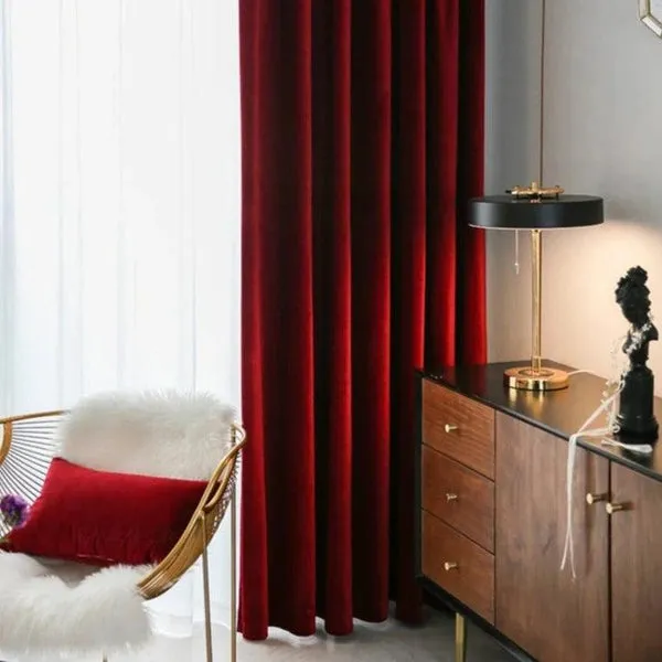 Majestic Red Royal Plush Velvet Curtains - Image 2