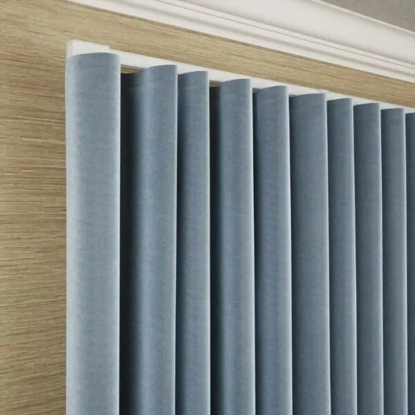 Ripple Light Blue Curtain Motorized Curtain for Office - Image 3