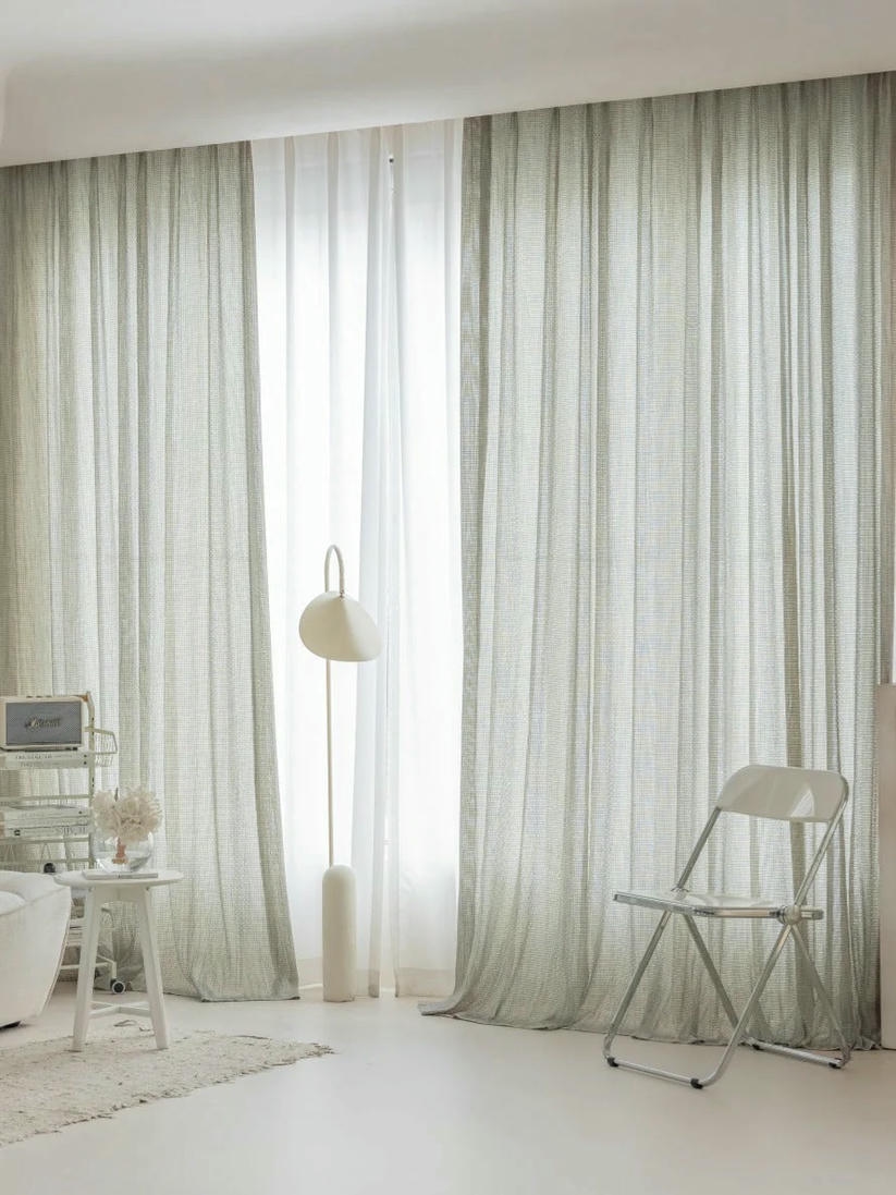 Smoky Green Net Curtains - Image 2