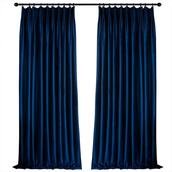 Flannel Luxe Blue Plush Velvet Curtains - Image 3